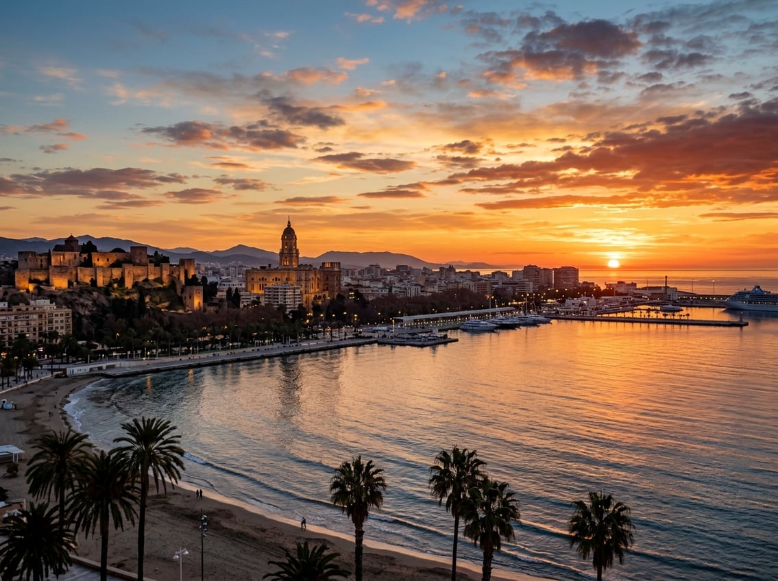 Guide til solopgang og solnedgang i Malaga